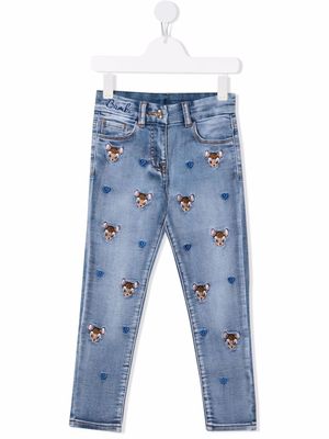 Monnalisa jean droit à broderies Bambi - Bleu