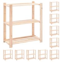 Opbergrekken 3-laags 10 st 80x38x90 cm grenenhout 150 kg