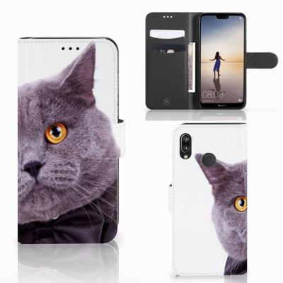 Huawei P20 Lite | Telefoonhoesje | Met pasjeshouder | Kat