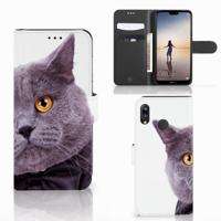 Huawei P20 Lite | Telefoonhoesje | Met pasjeshouder | Kat