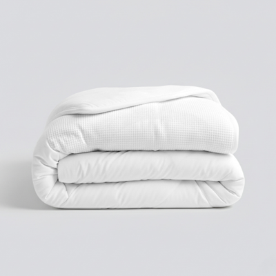 1+1 Gratis Wasbaar Easy Dekbed Zonder Overtrek - Zonder Overtrek - Waffle Band - Wit - Dekbed-Discounter.nl