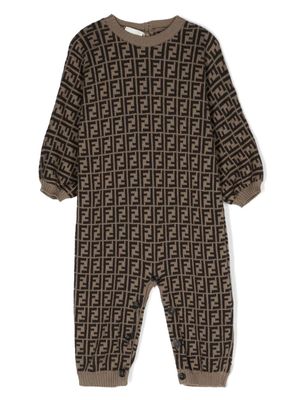 Fendi Kids pyjama en maille à logo FF - Marron