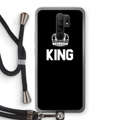 King zwart: Xiaomi Redmi 9 Transparant Hoesje met koord