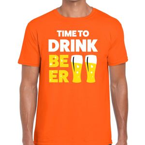 Time to Drink Beer tekst t-shirt oranje heren