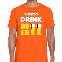 Time to Drink Beer tekst t-shirt oranje heren - thumbnail