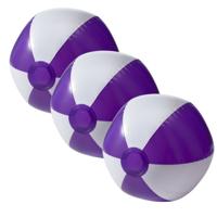 Opblaasbare speelgoed zwembad strandbal - 3x - paars/wit - D26 cm - Strandballen