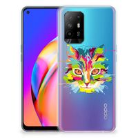 OPPO A94 5G | Reno5 Z Telefoonhoesje met Naam Cat Color - thumbnail