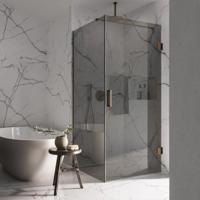 Douchecabine SaniClear Modern | Anti-kalk | 90x90x200 cm | 1 Draaideur | Rookglas | Verouderd messing
