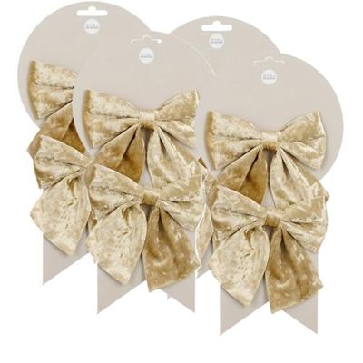Kerst ornamenten strikken - 8x st - champagne - 12 x 13 cm - kerstboomstrikjes