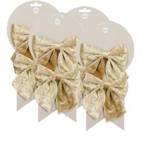 Kerst ornamenten strikken - 8x st - champagne - 12 x 13 cm - kerstboomstrikjes