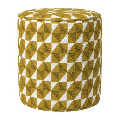 Poef retro - oker/beige - ø35x38 cm