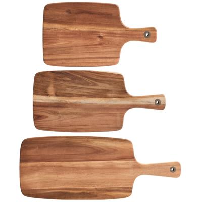Zeller acacia houten snijplanken met handvat - 3x stuks - 32/42/52 cm - Snijplanken/serveerplanken
