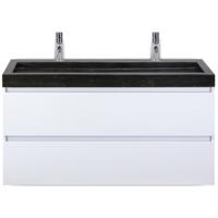 Maxx XL Badmeubelset 120 cm - Wit Hoogglans - Wastafel Lucca Enkel 2 Kraangaten