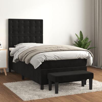 Boxspring met matras fluweel zwart 100x200 cm