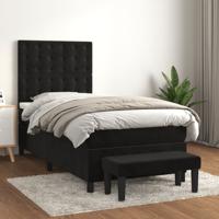 Boxspring met matras fluweel zwart 100x200 cm