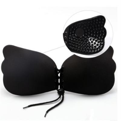 Vrouwen zelfklevende strapless bandage Blackless Solid Bra siliconen ondergoed onzichtbare beha maat: M (T Blcak)