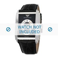 Armani horlogeband AR4200 Leder Zwart 26mm + zwart stiksel