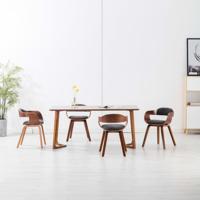 Eetkamerstoelen 4 st stof en gebogen hout donkergrijs