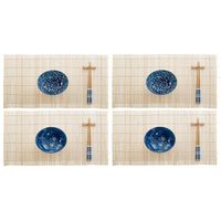 16-delige sushi serveer set keramiek voor 4 personen wit/blauw