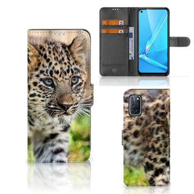 OPPO A72 | OPPO A52 | Telefoonhoesje | Met pasjeshouder | Baby Luipaard