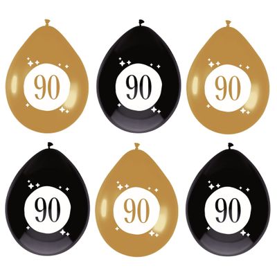 Leeftijd verjaardag thema ballonnen 90 jaar 6x stuks 30 cm