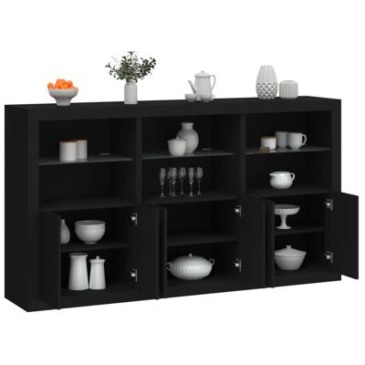 Dressoir met LED-verlichting 181,5x37x100 cm zwart