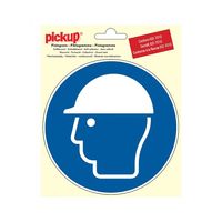 Sticker Veiligheidshelm dragen - 150 mm rond. Sticker Veiligheidshelm dragen - 150 mm rond.