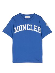 Moncler Enfant t-shirt en coton à logo imprimé - Bleu