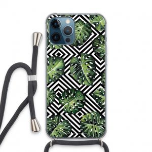 Geometrische jungle: iPhone 13 Pro Max Transparant Hoesje met koord