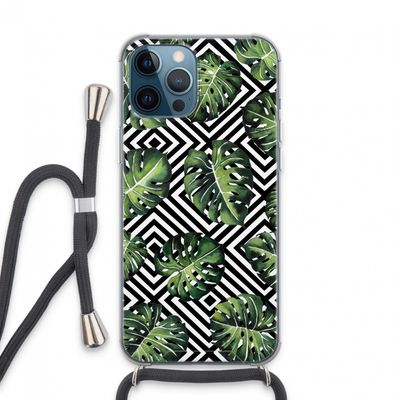 Geometrische jungle: iPhone 13 Pro Max Transparant Hoesje met koord
