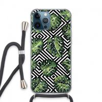 Geometrische jungle: iPhone 13 Pro Max Transparant Hoesje met koord