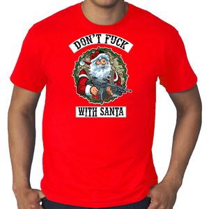 Grote maten fout Kerstshirt / outfit Dont fuck with Santa rood voor heren