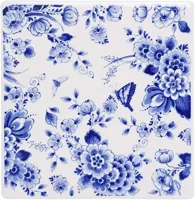 Heinen Delfts Blauw tegeltje keramiek bloementuin 13x13cm delfts blauw