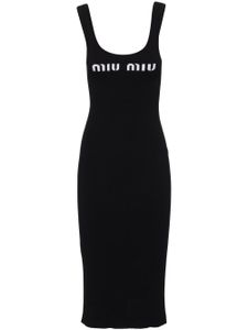 Miu Miu robe à logo imprimé - Noir