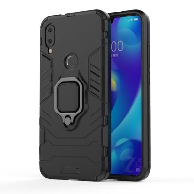 PC + TPU schokbestendige beschermhoes voor Xiaomi mi spelen met magnetische ring houder (zwart)