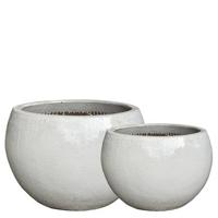 PTMD Rae White ceramic bowl pot round set of 2 - thumbnail