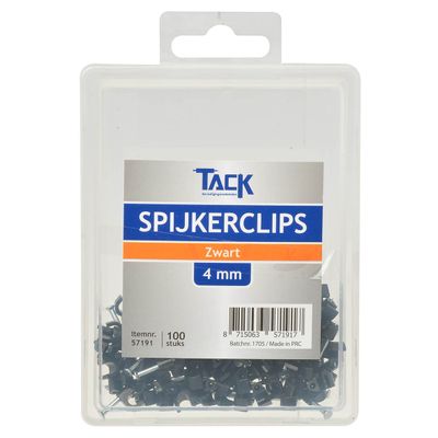 Spijkerclips zwart 4mm 100 stuks