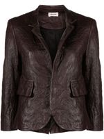 Zadig&Voltaire blazer en cuir à effet froissé - Marron - thumbnail