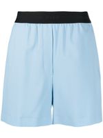 MSGM short en laine stretch à bande logo - Bleu - thumbnail