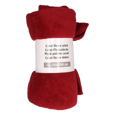 Bordeaux rode fleece deken - 150 x 200 cm - polyester stof Bordeaux rode fleece deken - 150 x 200 cm - polyester stof
