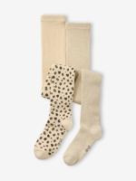 Set van 2 paar panty's voor meisjes goudbeige