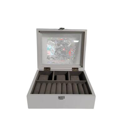 Juwelenkistje Home ESPRIT Wit Grijs Hout MDF 22 X 19 X 7.5 CM