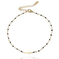 Enkelband Goud & Emaille - Cross Black