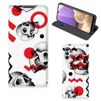 Mobiel BookCase Samsung Galaxy A32 5G Skull Red