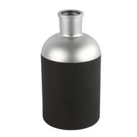 Countryfield Bloemen/Deco vaas - zwart/zilver - glas - fles - D14 x H26 cm - Vazen - thumbnail