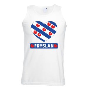 Friesland hart vlag singlet shirt/ tanktop wit heren