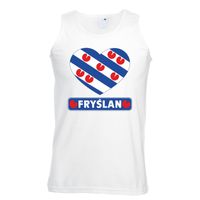 Friesland hart vlag singlet shirt/ tanktop wit heren