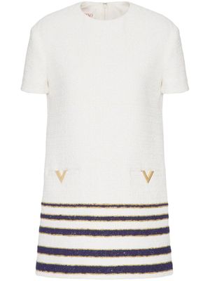 Valentino Garavani robe courte Mariniere en tweed - Blanc