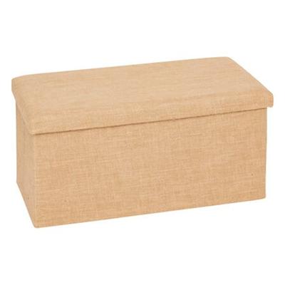 Poef/hocker Jute - opbergbox - beige - kunststof/mdf - 38 x 38 x 76 cm - opvouwbaar
