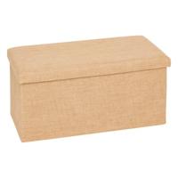 Poef/hocker Jute - opbergbox - beige - kunststof/mdf - 38 x 38 x 76 cm - opvouwbaar
